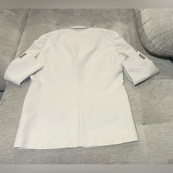 Perry Ellis PVL Texture 2Pcs Suit Jacket/Pants In Natural Linen Size 44R & 34/29 - Picture 10 of 16